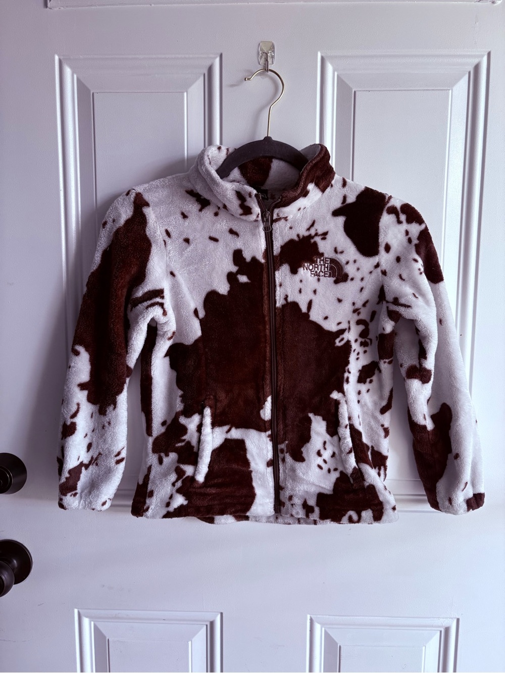 Viral Rare North Face Cow Print Fleece Zip Large L Jacket Coat Kids